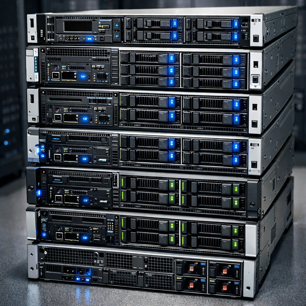 Stack of Servers in Tech Lab